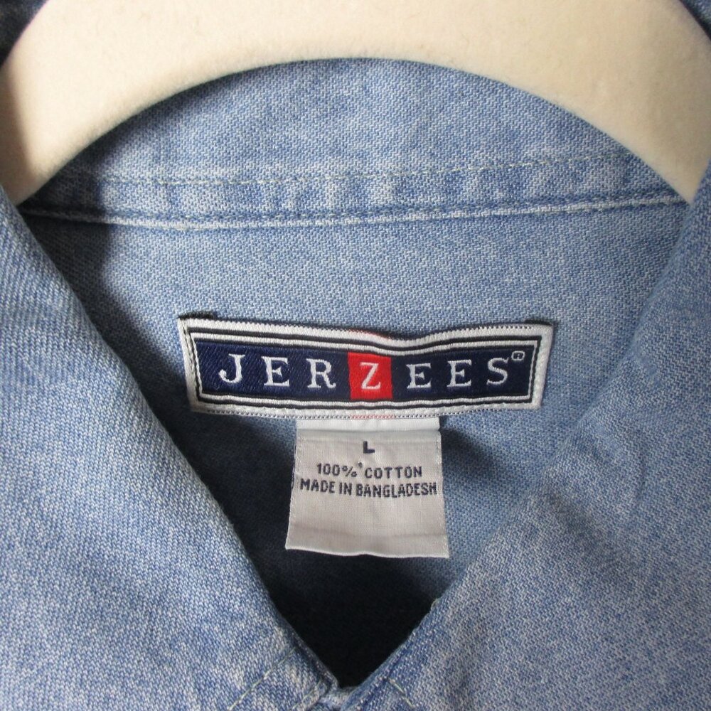 Jerzees Horse Denim Shirt Button Down Women's Cotton Size L Equestrian - Picture 6 of 8